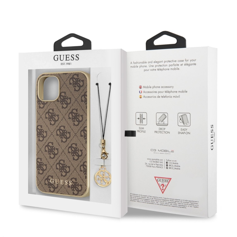 Guess 4G Charms Zadný Kryt pre iPhone 13 Brown