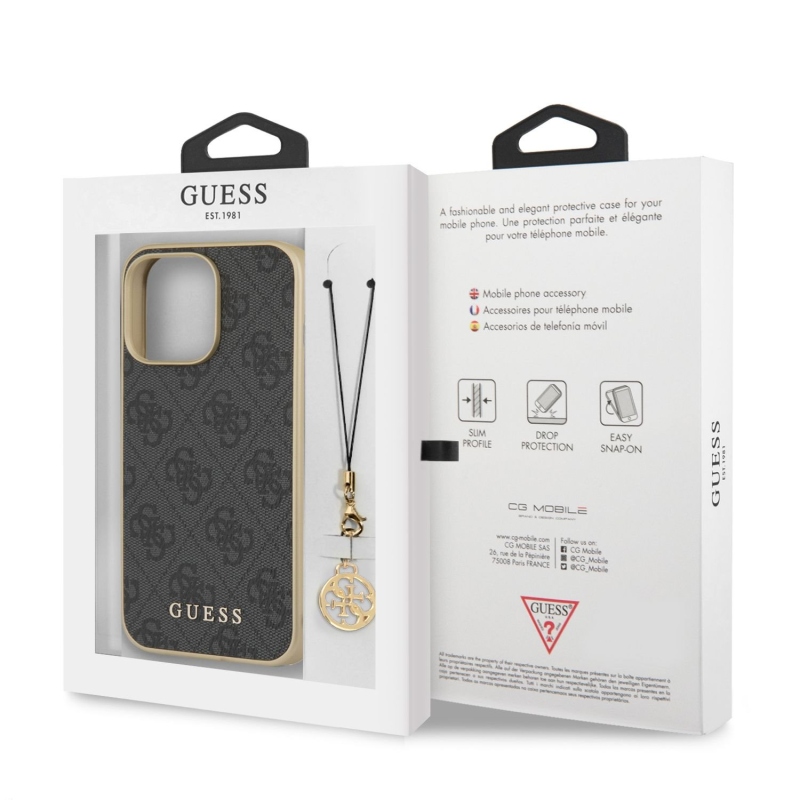 Guess 4G Charms Zadný Kryt pre iPhone 13 Pro Max Grey