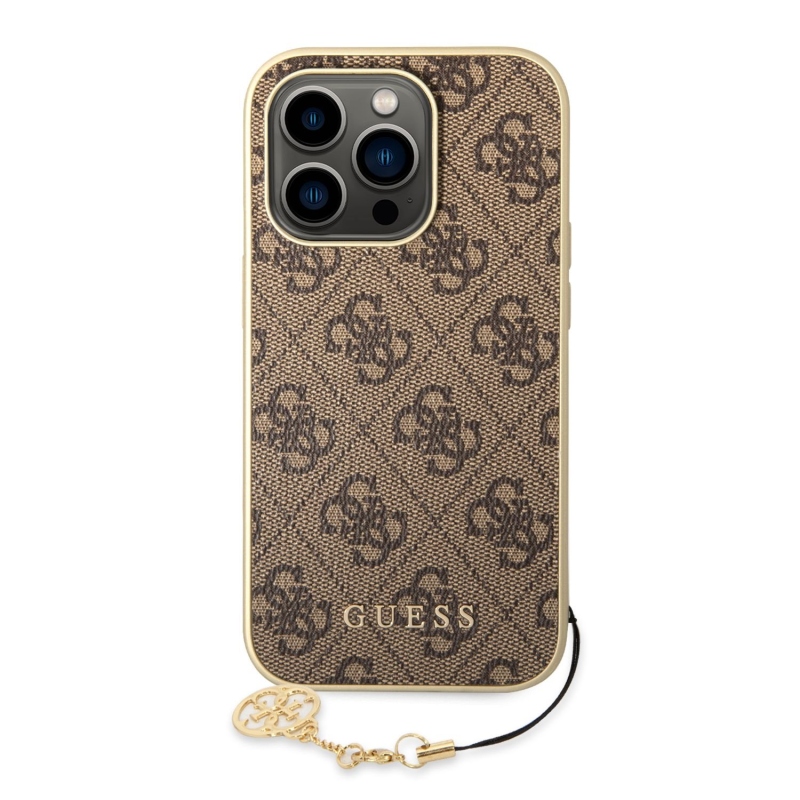 Guess 4G Charms Zadný Kryt pre iPhone 14 Pro Brown