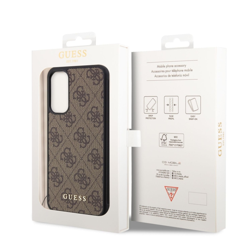 Guess 4G Charms Zadný Kryt pre Samsung Galaxy A34 5G Brown