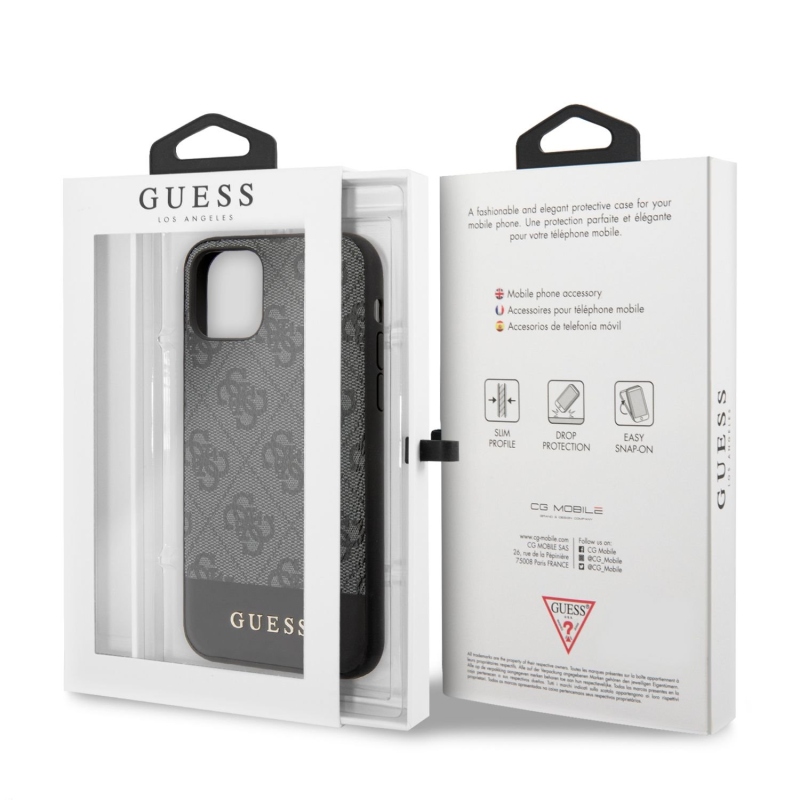 Guess 4G Stripe Zadný Kryt pre iPhone 11 Grey