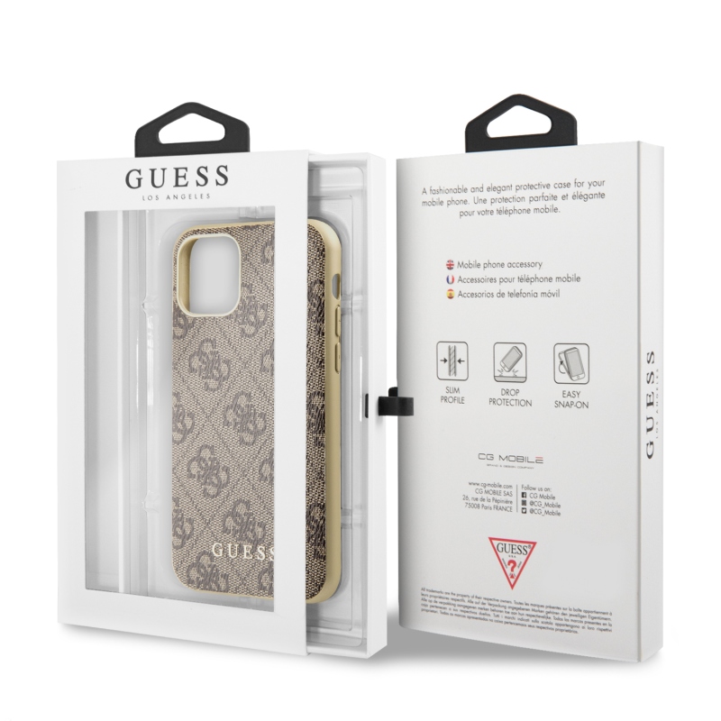 Guess 4G Zadný Kryt pre iPhone 11 Pro Brown