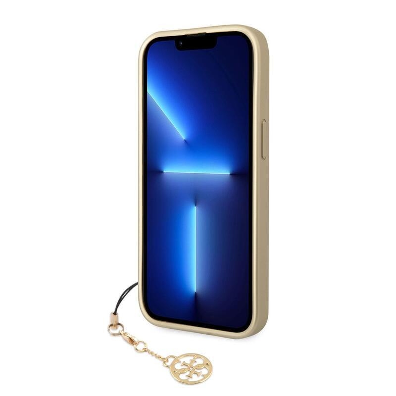 Guess charms gélový obal s pevným chrbtom na iPhone 14 - hnedý