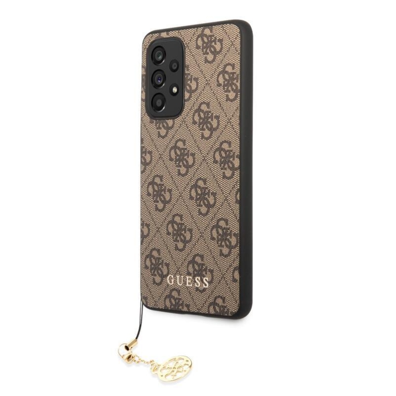 Guess charms gélový obal s pevným chrbtom na Samsung Galaxy A53 5G - hnedý