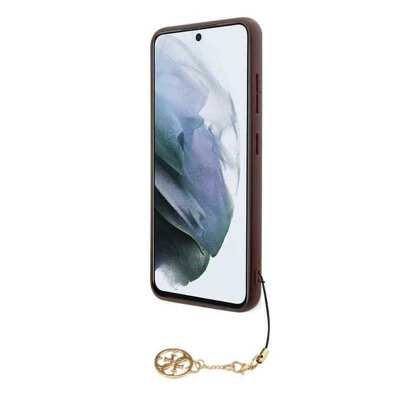 Guess charms gélový obal s pevným chrbtom na Samsung Galaxy S23 - hnedý