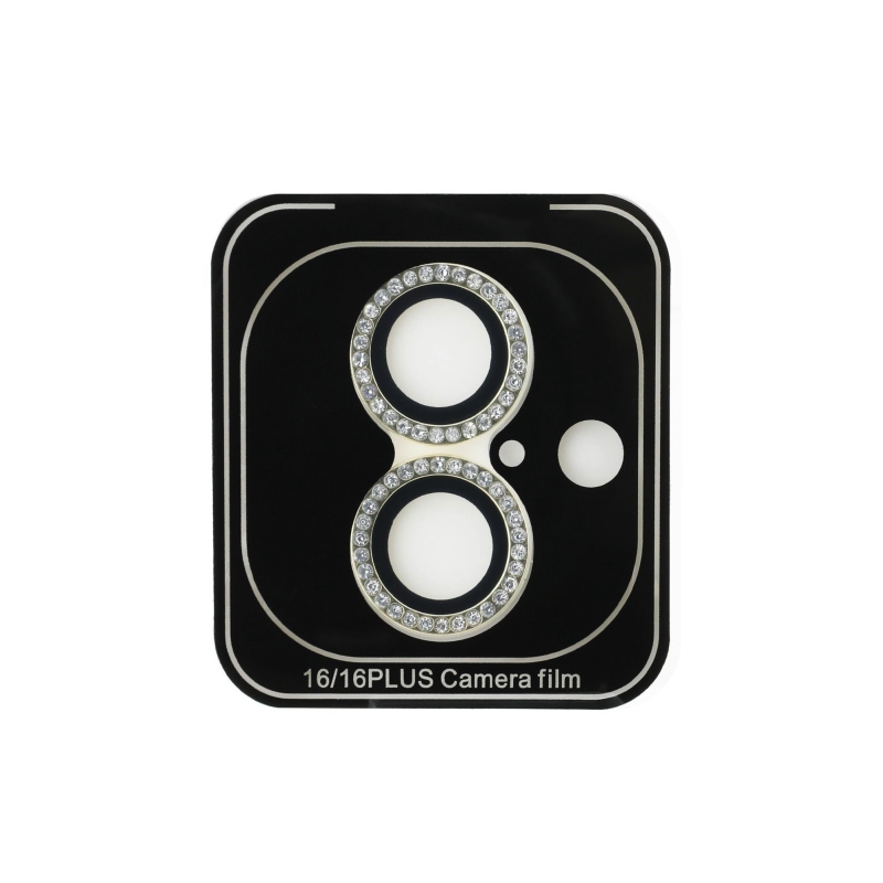 Guess Fixed Glliter Lens Protector pre iPhone 16/16 Plus Gold