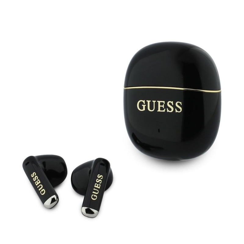 Bezdrôtové slúchadlá Guess Gold Line Glossy Classic Logo TWS, čierne