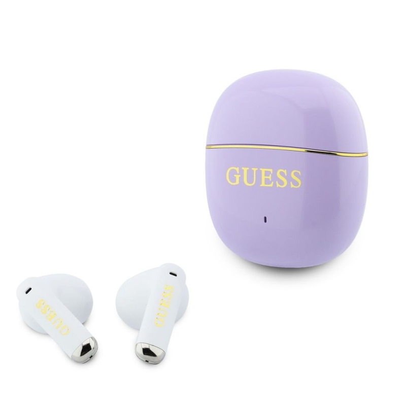 Bezdrôtové slúchadlá Guess Gold Line Glossy Classic Logo TWS, fialové