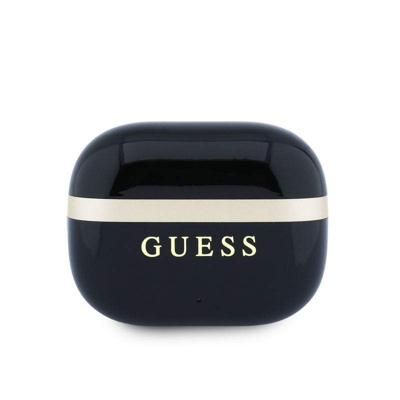 Bezdrôtové slúchadlá Guess Gold Line s lesklým povrchom TWS, čierne