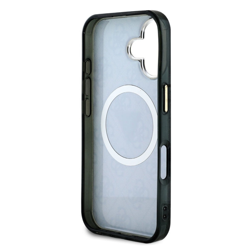 Guess IML 4G Glitter and Triangle Logo MagSafe Back Cover pre iPhone 16 Black