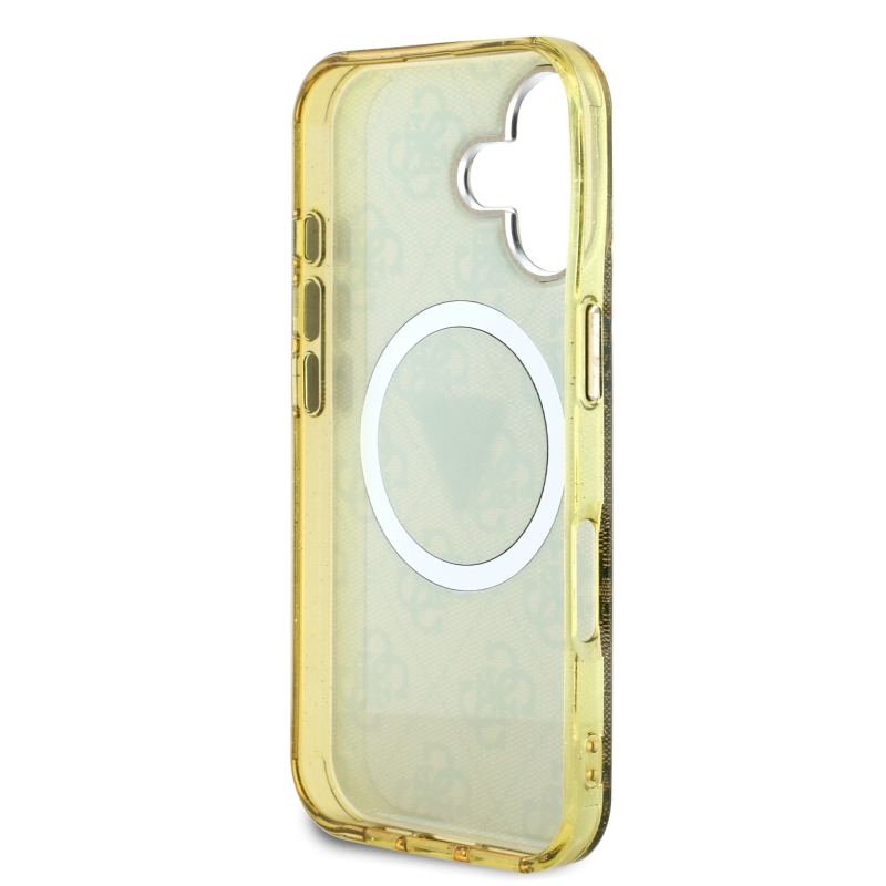 Guess IML 4G Glitter and Triangle Logo MagSafe zadný kryt pre iPhone 16 Brown