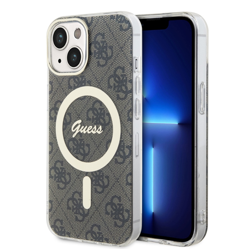 Guess IML 4G MagSafe Zadný Kryt pre iPhone 15 Brown