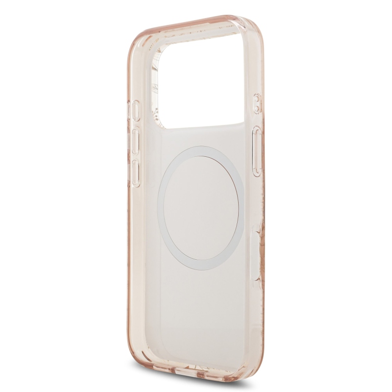 Guess IML Flowers Allover Strap MagSafe Zadný Kryt pre iPhone 17 Pro Pink