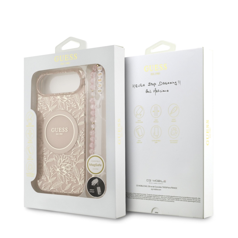 Guess IML Flowers Allover Strap MagSafe zadný kryt pre iPhone Air Pink