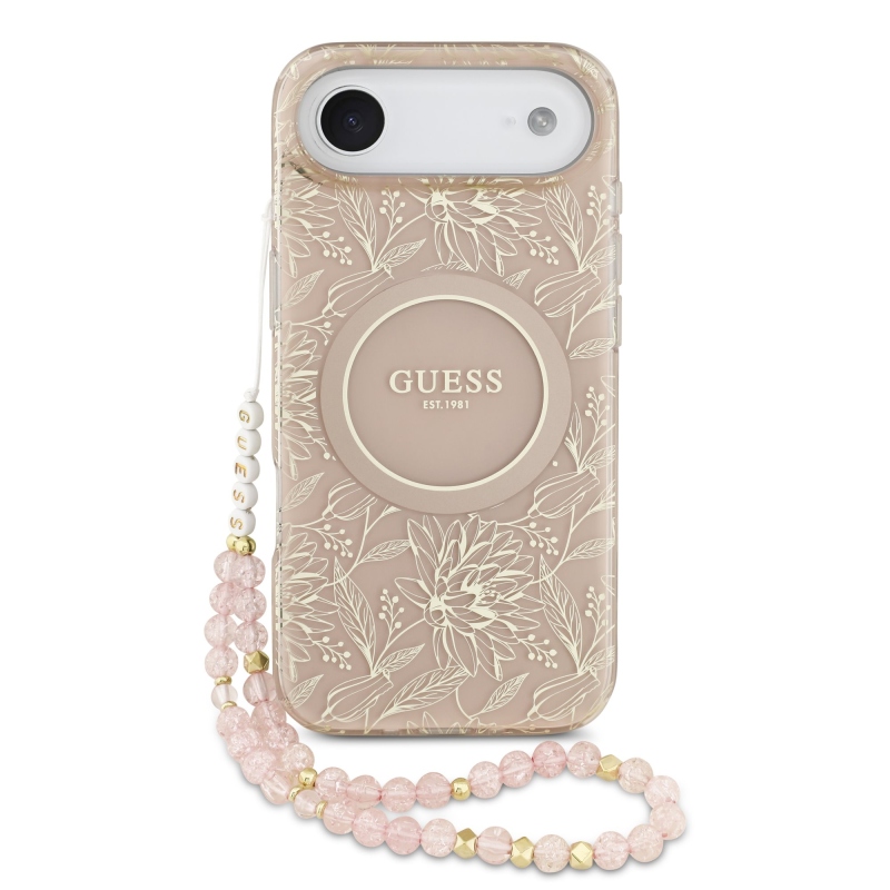 Guess IML Flowers Allover Strap MagSafe zadný kryt pre iPhone Air Pink