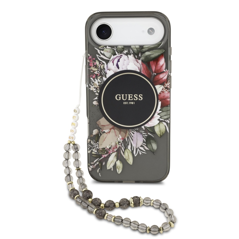 Guess IML Flowers Strap MagSafe zadný kryt pre iPhone Air Black