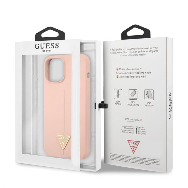 Guess line silikónový obal na iPhone 12/12 Pro - ružový