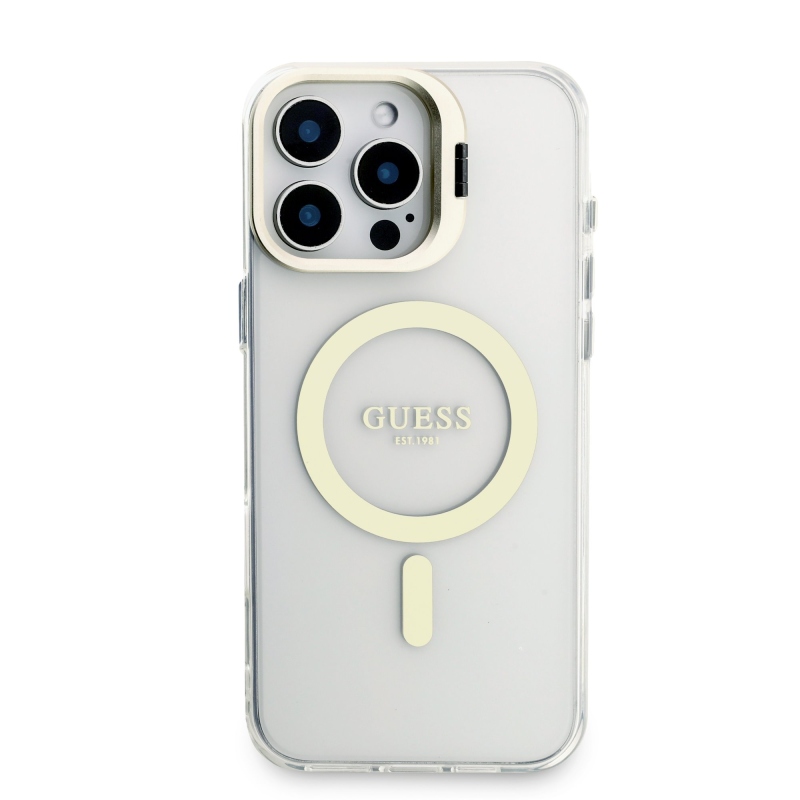 Guess PC/TPU galvanizovaný stojan Camera Frame Back Cover s odnímateľným pozadím pre iPhone 16 Pro Max