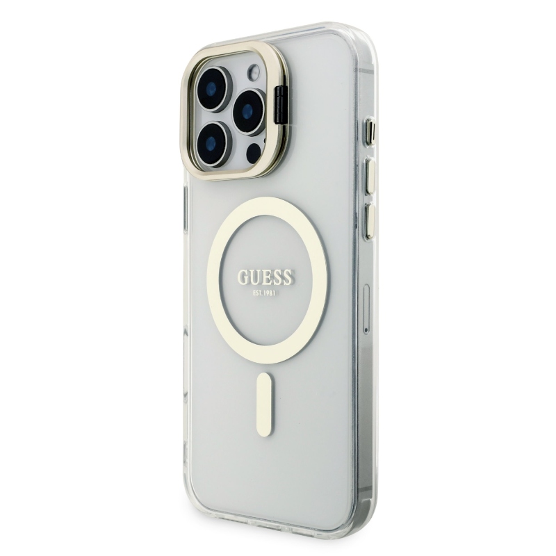 Guess PC/TPU galvanizovaný stojan Camera Frame Back Cover s odnímateľným pozadím pre iPhone 16 Pro Max