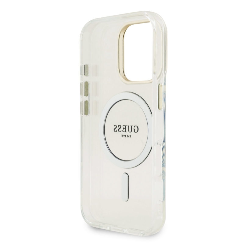 Guess PC/TPU galvanizovaný stojan Camera Frame Back Cover s odnímateľným pozadím pre iPhone 16 Pro