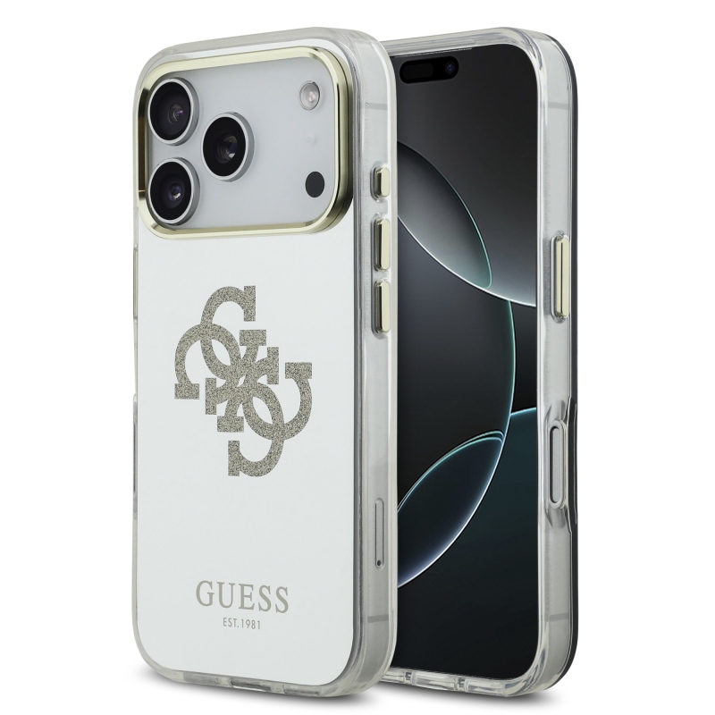 Guess PC/TPU Mirror 4G Glitter Logo MagSafe zadný kryt pre iPhone 17 Pro Gold