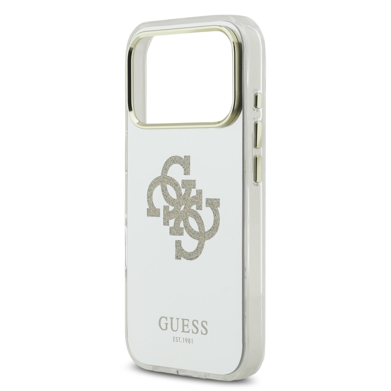 Guess PC/TPU Mirror 4G Glitter Logo MagSafe zadný kryt pre iPhone 17 Pro Gold