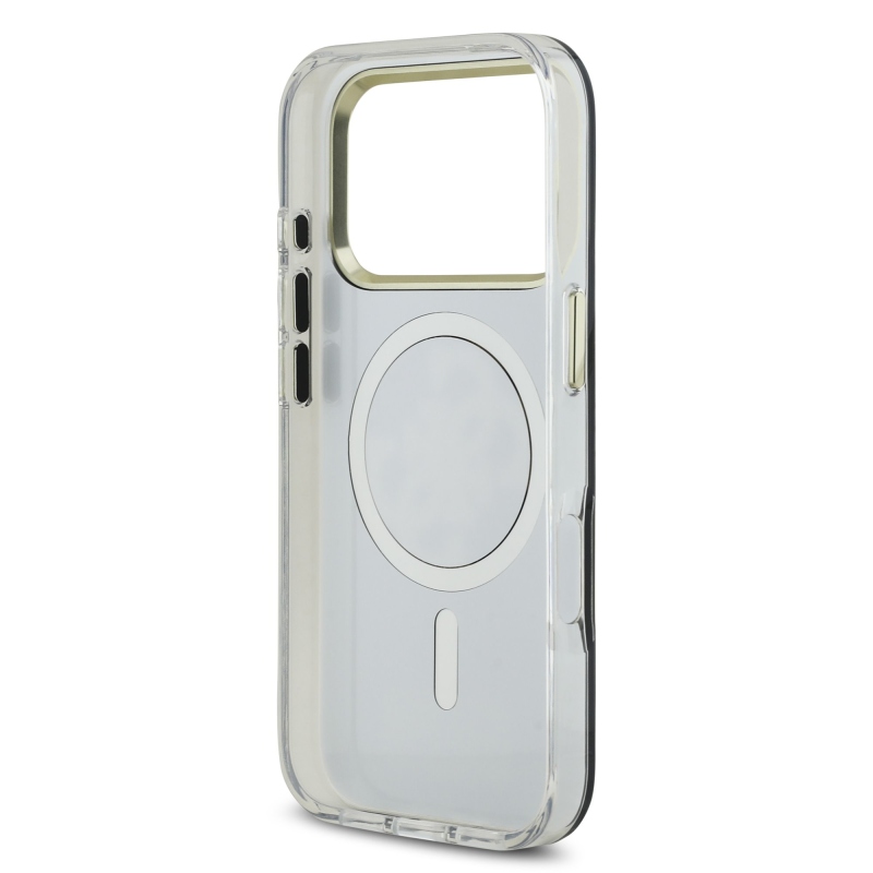 Guess PC/TPU Mirror 4G Glitter Logo MagSafe zadný kryt pre iPhone 17 Pro Gold