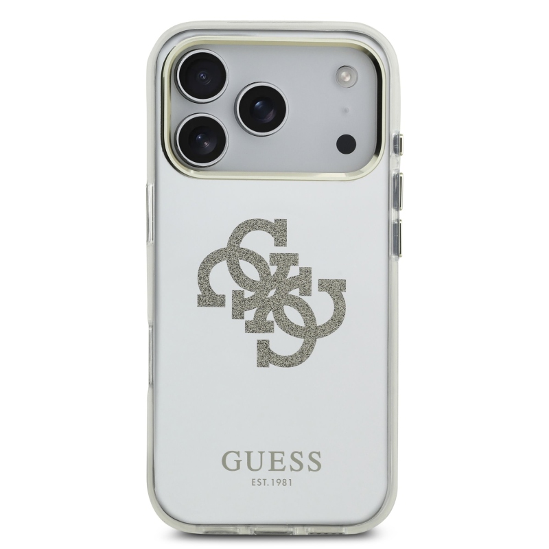 Guess PC/TPU Mirror 4G Glitter Logo MagSafe zadný kryt pre iPhone 17 Pro Gold