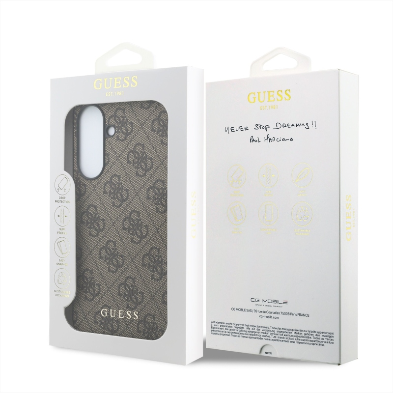 Guess PU 4G Metal Classic Logo Zadný kryt pre Samsung Galaxy A37 Brown