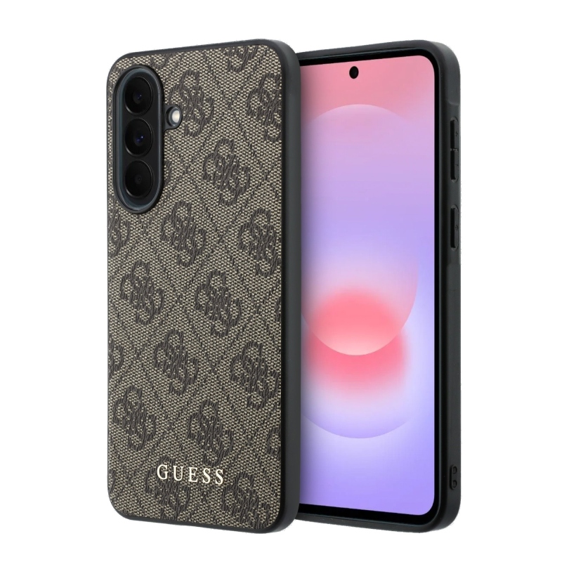 Guess PU 4G Metal Classic Logo Zadný kryt pre Samsung Galaxy A37 Brown