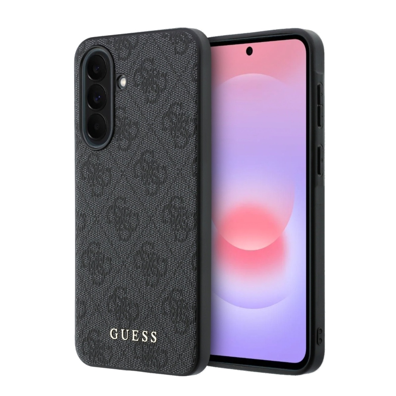 Guess PU 4G Metal Classic Classic Zadný kryt s logom pre Samsung Galaxy A37 Grey