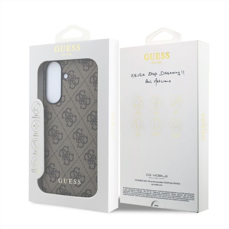 Guess PU 4G Metal Classic Zadný kryt s logom pre Samsung Galaxy A57 Brown