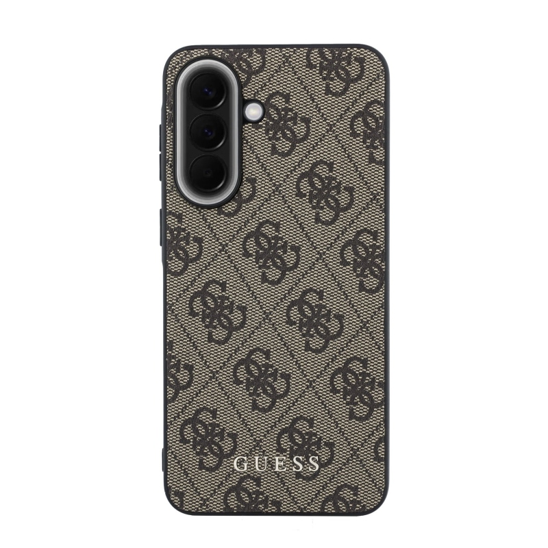 Guess PU 4G Metal Classic Zadný kryt s logom pre Samsung Galaxy A57 Brown
