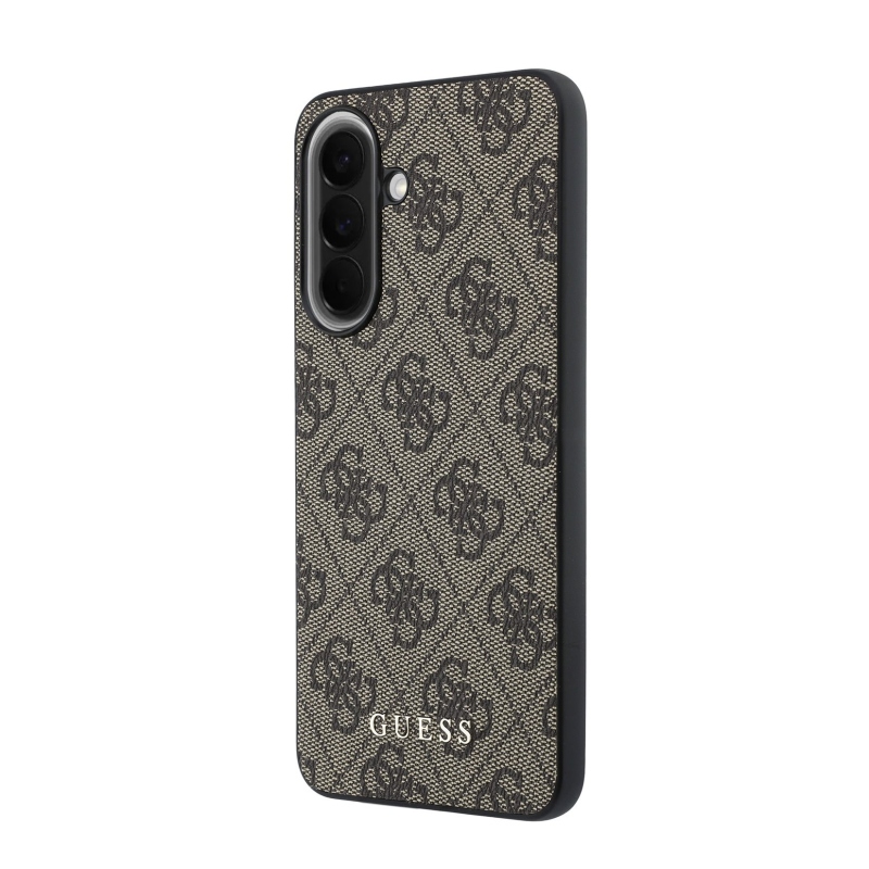Guess PU 4G Metal Classic Zadný kryt s logom pre Samsung Galaxy A57 Brown