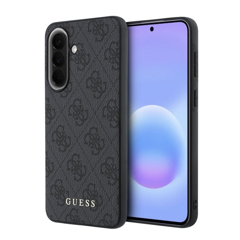 Guess PU 4G Metal Classic Classic Zadný kryt s logom pre Samsung Galaxy A57 Grey