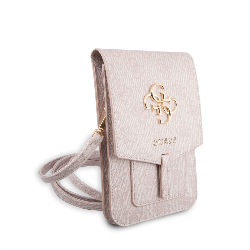 Guess PU 4G Metal Logo Phone Bag Pink