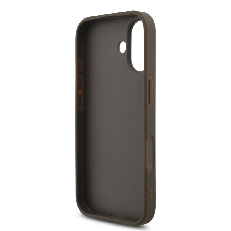 Guess PU 4G Metal Logo Strap Zadný Kryt pre iPhone 17 Brown