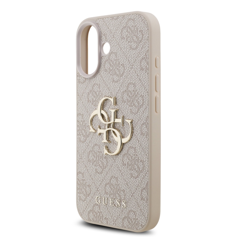 Guess PU 4G Kovový zadný kryt s logom pre iPhone 17 Pink