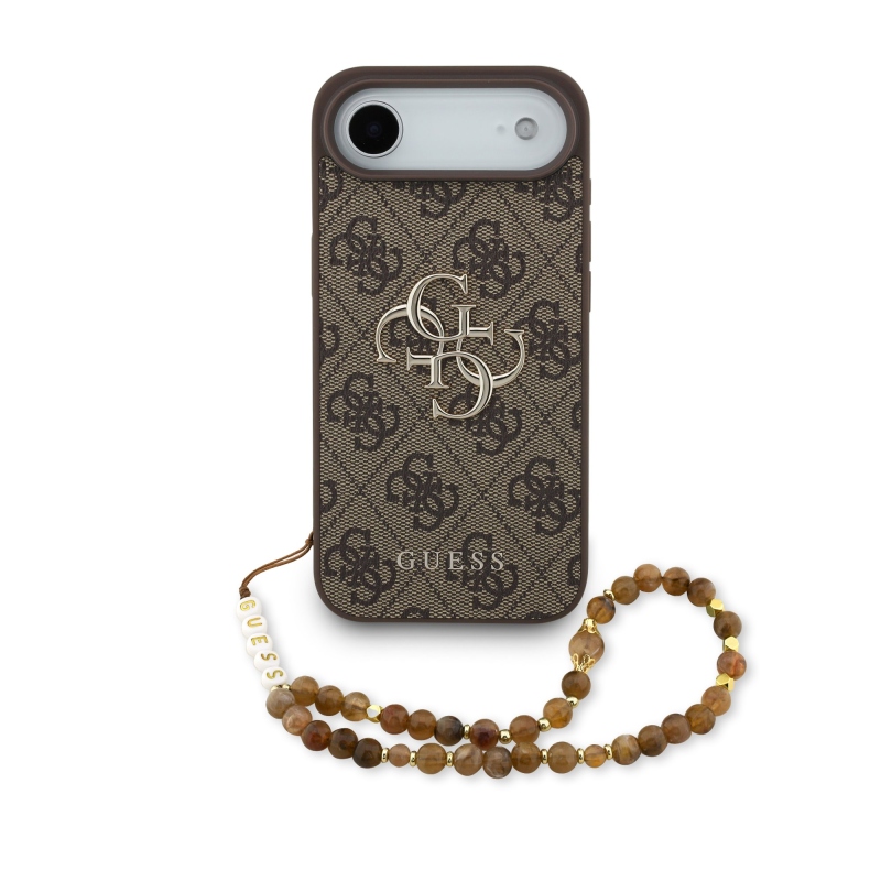 Guess PU 4G Metal Logo Strap Zadný Kryt pre iPhone Air Brown