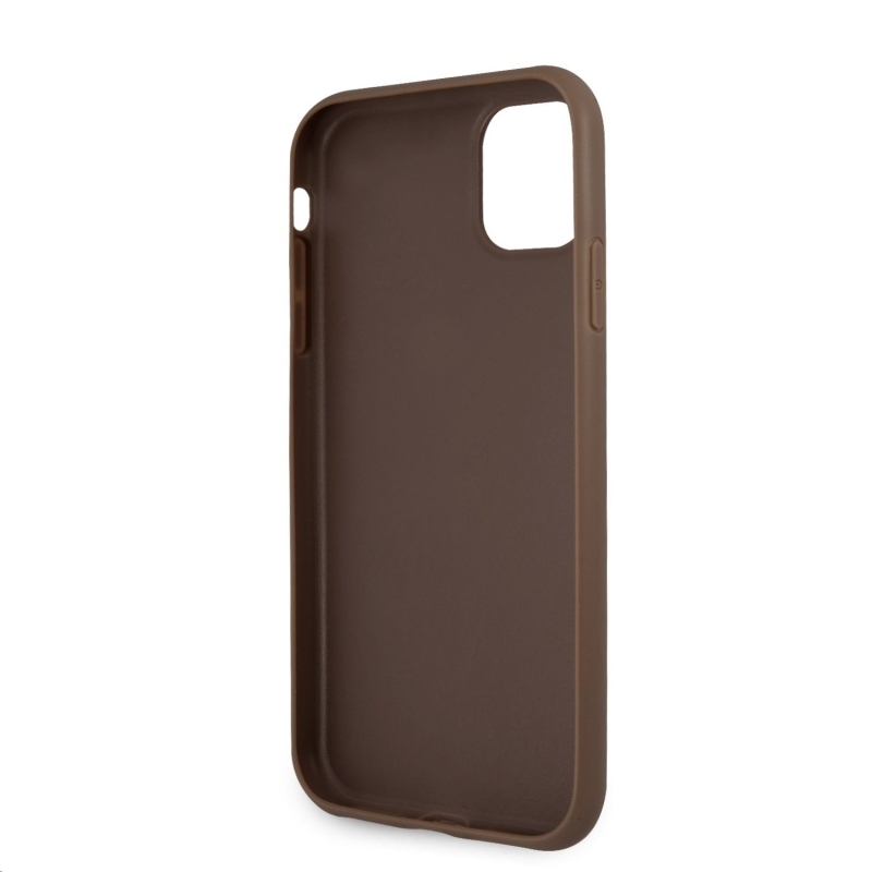 Guess PU 4G Metal Logo Zadný Kryt pre iPhone 11 Brown