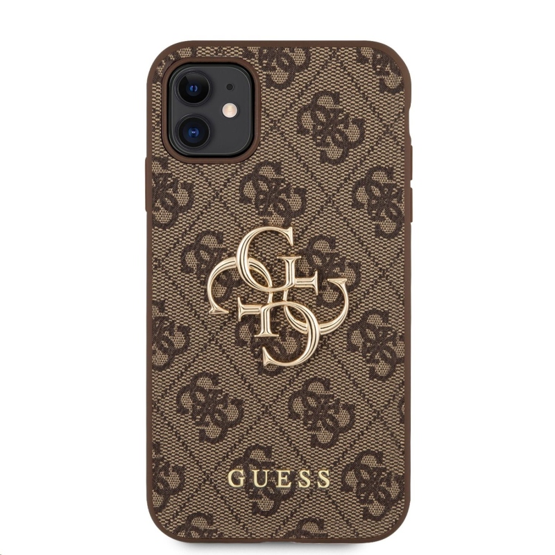 Guess PU 4G Metal Logo Zadný Kryt pre iPhone 11 Brown