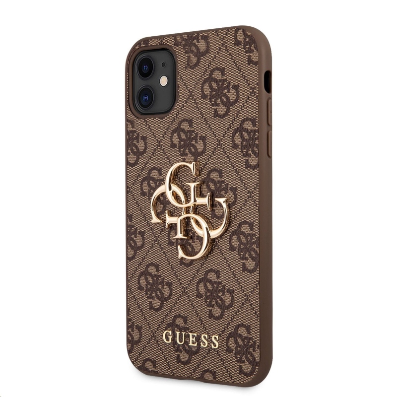 Guess PU 4G Metal Logo Zadný Kryt pre iPhone 11 Brown