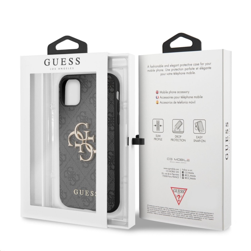 Guess PU 4G Metal Logo Zadný Kryt pre iPhone 11 Grey