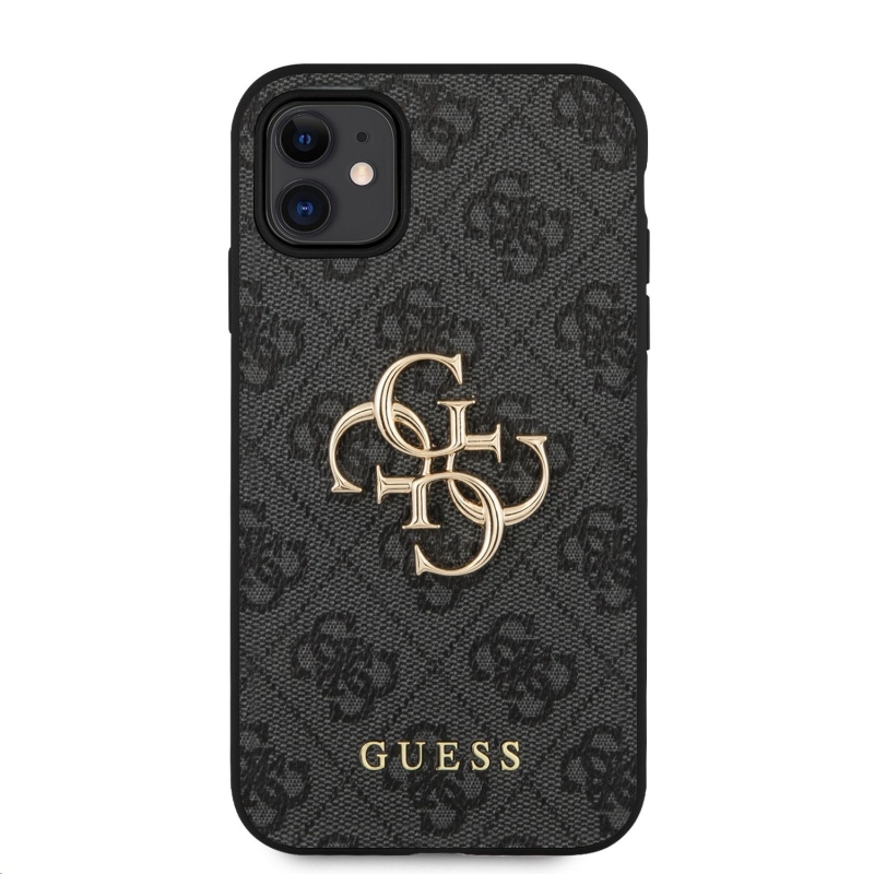 Guess PU 4G Metal Logo Zadný Kryt pre iPhone 11 Grey