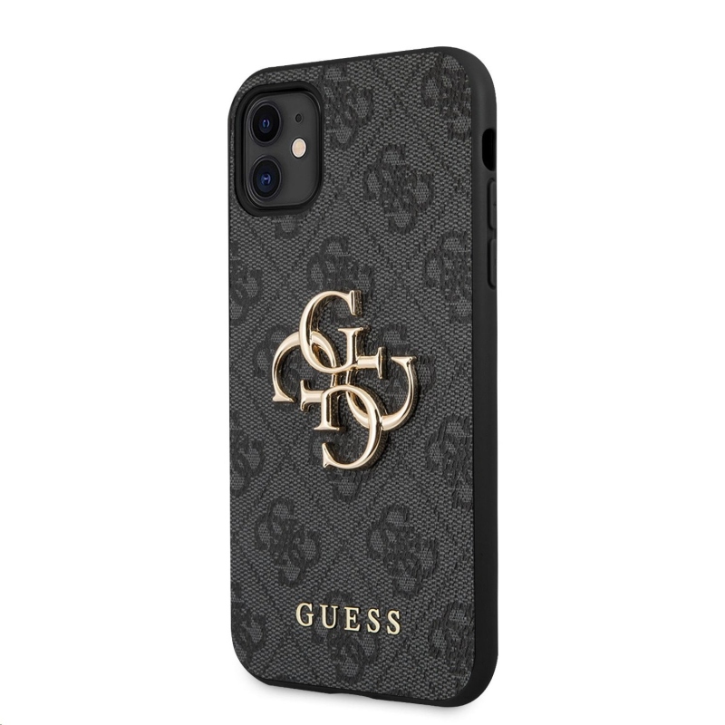 Guess PU 4G Metal Logo Zadný Kryt pre iPhone 11 Grey