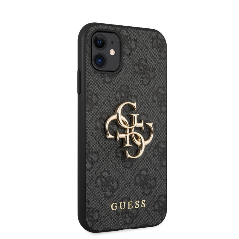 Guess PU 4G Metal Logo Zadný Kryt pre iPhone 11 Grey