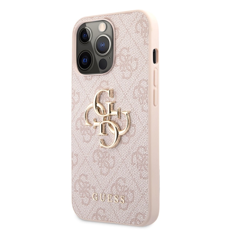 Guess PU 4G Metal Logo Zadný Kryt pre iPhone 13 Pro Max Pink