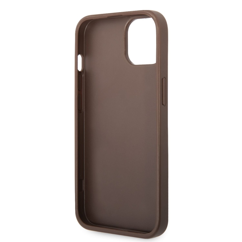 Guess PU 4G Metal Logo Zadný Kryt pre iPhone 14 Brown