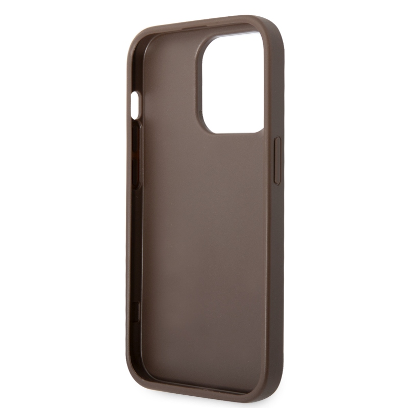 Guess PU 4G Metal Logo Zadný Kryt pre iPhone 15 Pro Brown