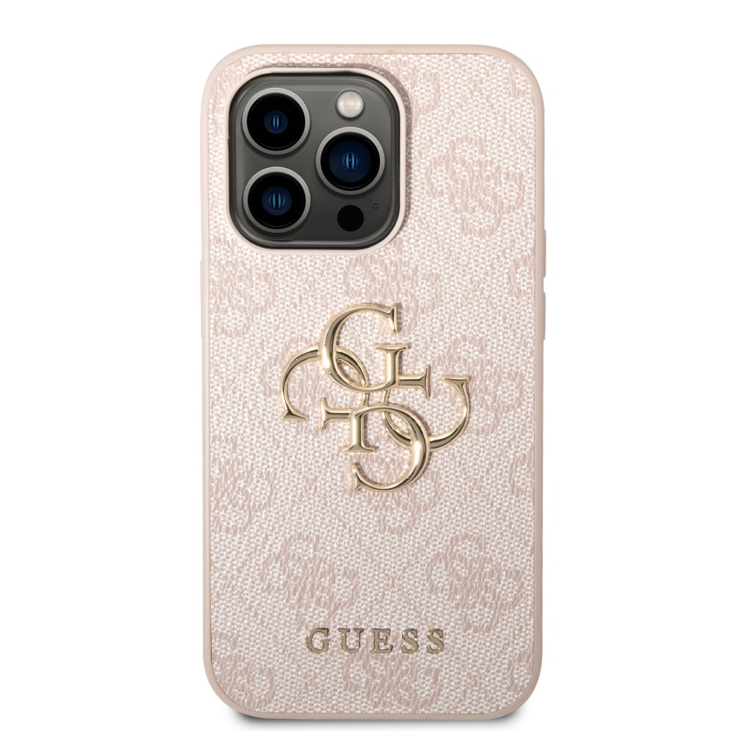 Guess PU 4G Metal Logo Zadný Kryt pre iPhone 15 Pro Max Pink